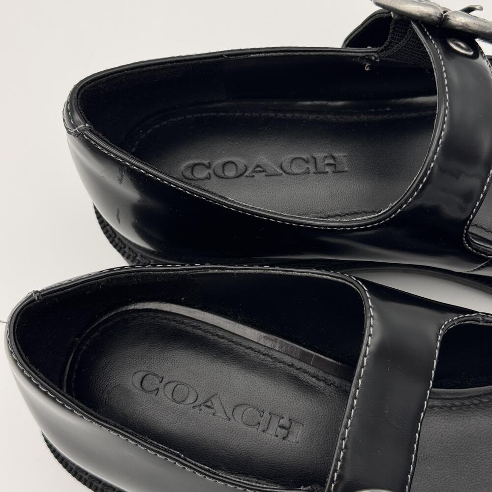 Coach Tea Rose Mary Jane Flats Womens size 7.5 Patent Leather Black Buckle Shoes - Picture 11 of 13